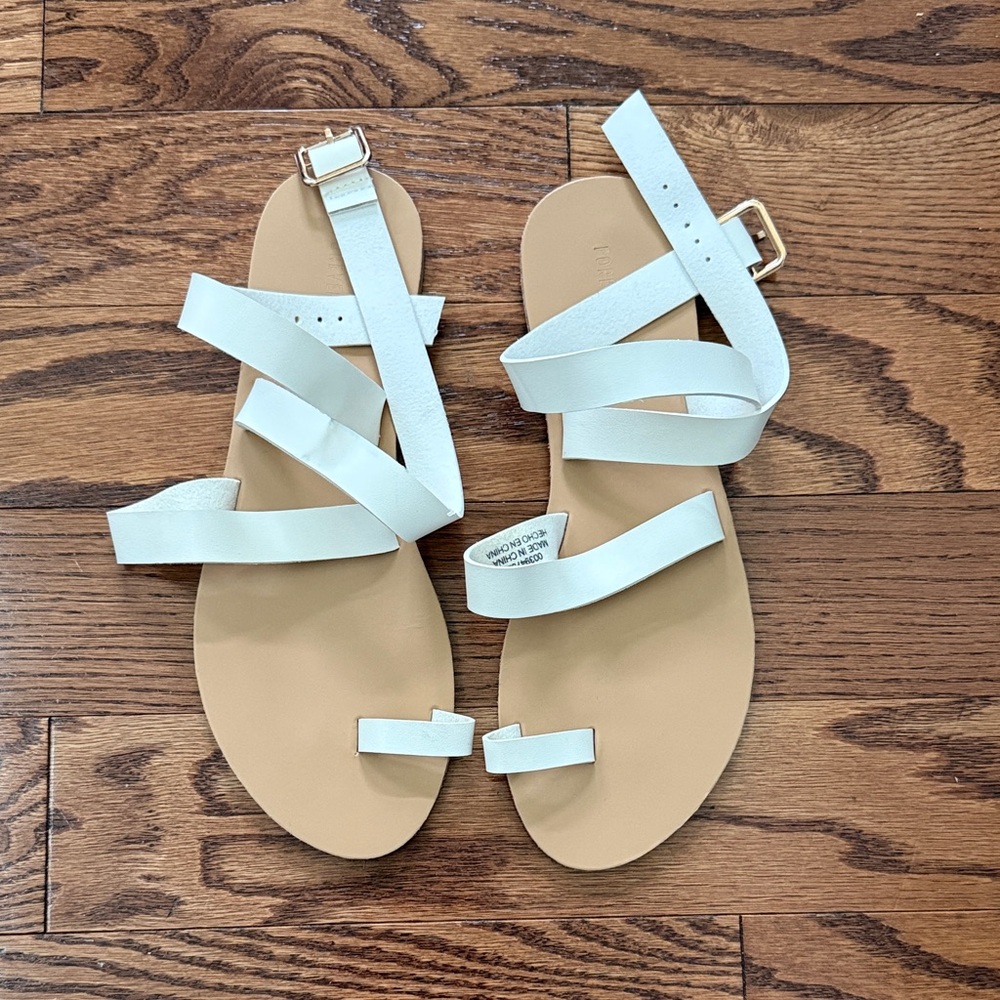 Forever 21 White Grecian Style Strappy Sandals 8